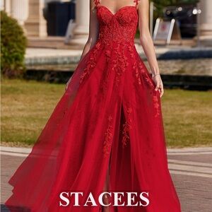 Red Lace Evening Gown